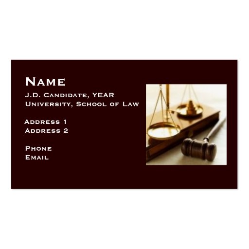 Law Student Business Card 1 (front side)
