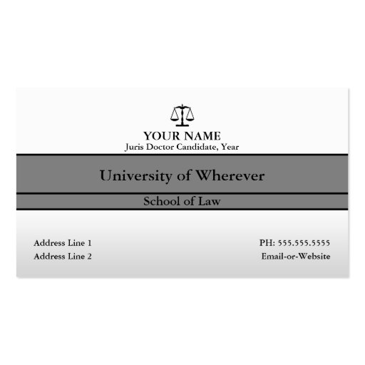 law student business card templates (front side)