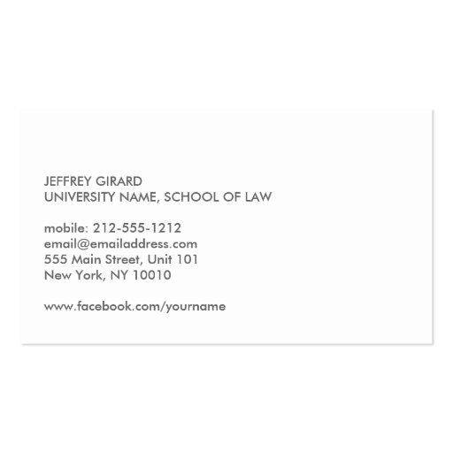 LAW STUDENT MODERN BUSINESS CARD (back side)