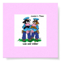 Law & Udder Funny Cow Cartoon Print by beardiethor123 Law & Udder Funny Cow Cartoon Print