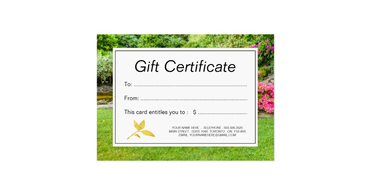 Lawn and Garden Gift Certificate Large Business Card | Zazzle
