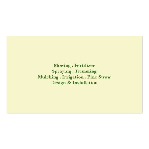 Lawn Care Grass Logo Business card (back side)