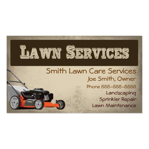 Lawn Care Landscaping Services Business Card (front side)