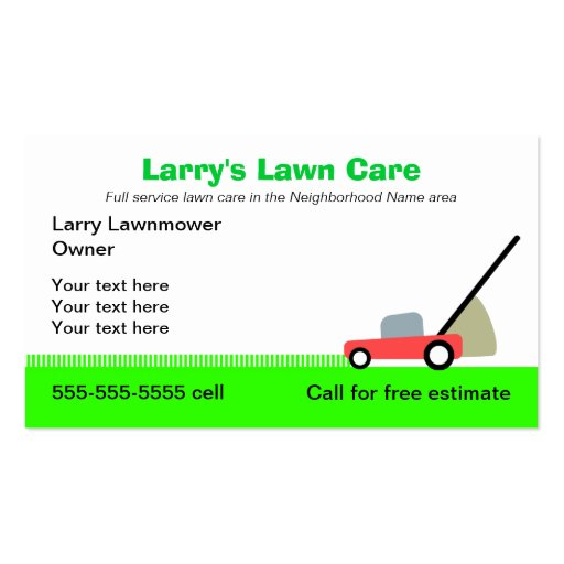 Lawn Care Services Business Card Template (front side)