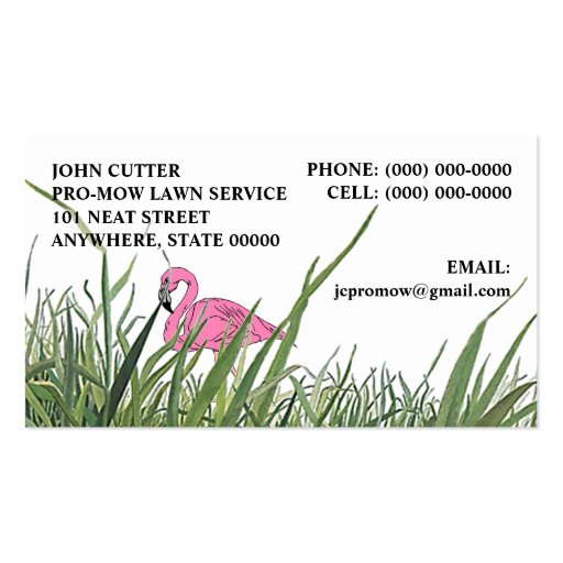 LAWN FLAMINGO IN TALL GRASS ~ BUSINESS CARDS! (front side)