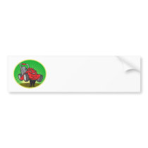 Lawn Mower Man Cartoon Oval Bumper Sticker