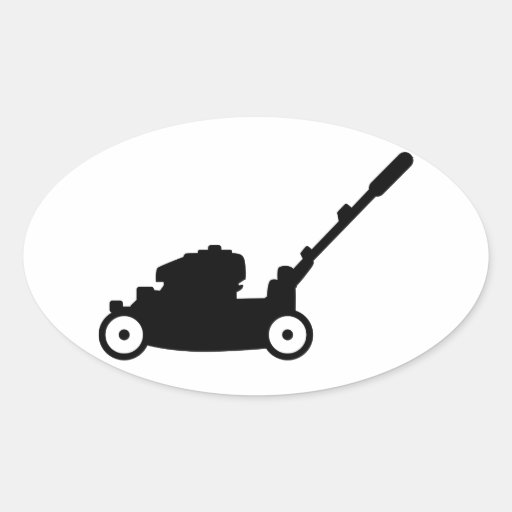 Lawn mower oval sticker Zazzle
