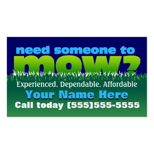 Lawn Mowing.Grass cutting.Customizable Promotional Business Card Zazzle