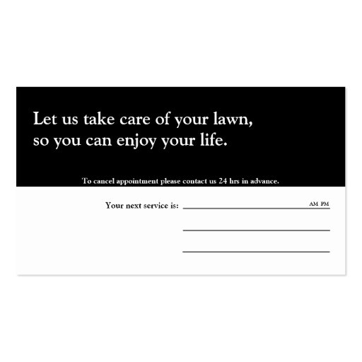 Lawn Service Business Card Appointment Card (back side)
