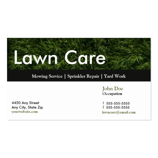 Lawn Service Business Card Appointment Card (front side)
