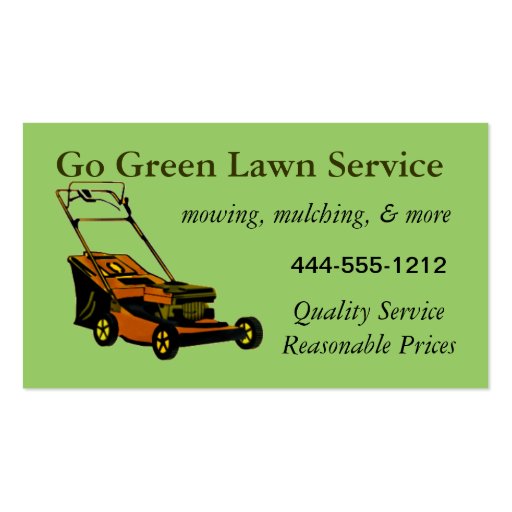 Lawn Service Business Card with mower customizable (front side)