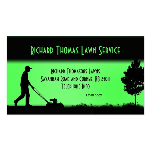 Lawn Service Landscape Green Business Card (front side)