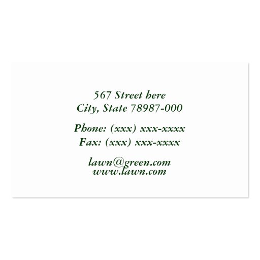 Lawn Services business cards (back side)