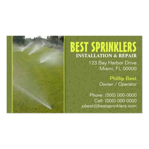 Lawn Sprinkler Business Card (front side)