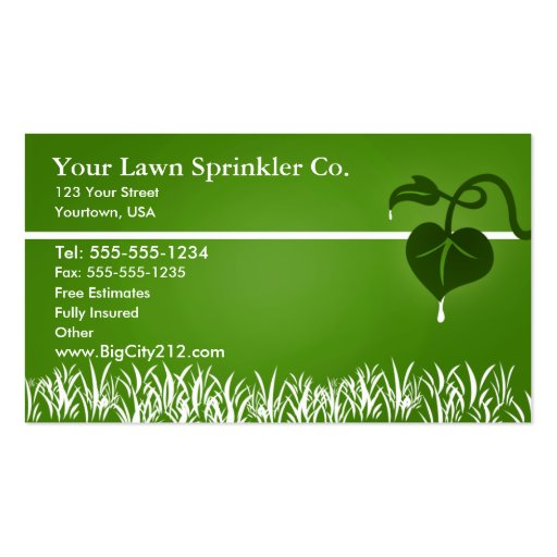 Lawn Sprinkler editable business card (front side)