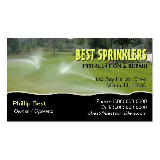 Lawn Sprinkler / Landscaping Business Card (front side)