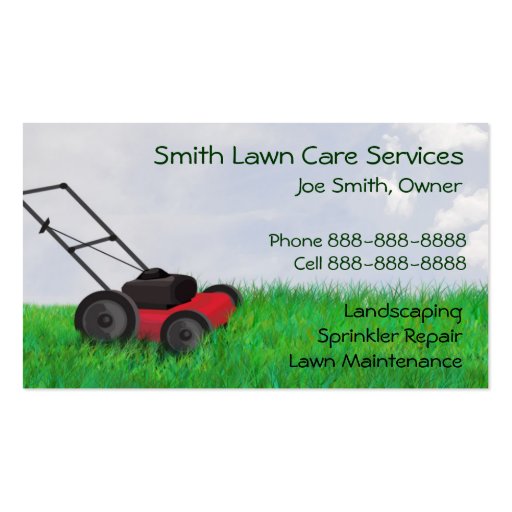 Lawn Yard Maintenance Servies Business Card (front side)