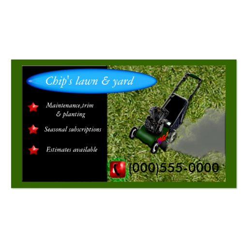 lawnmowing service business card templates (front side)