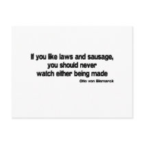 Laws and Sausage quote postcards