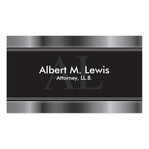 Lawyer Attorney Business Card - Silver Monogram (front side)