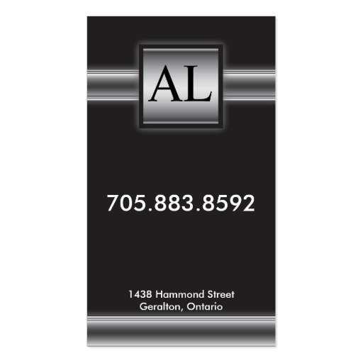 Lawyer Attorney Business Card - Silver Monogram (back side)