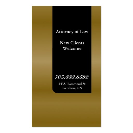 Lawyer Attorney Business Card Simple Gold (back side)