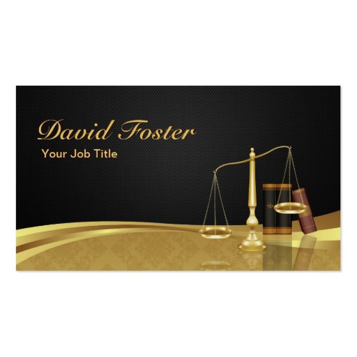Lawyer Attorney Justice Elegant Black Gold Damask Business Card Templates (front side)