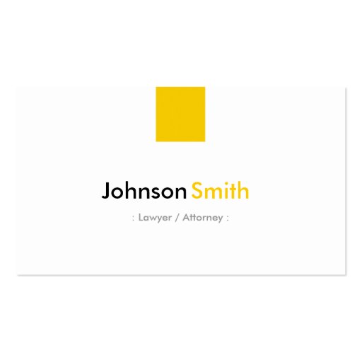 Lawyer / Attorney - Simple Amber Yellow Business Card Template (front side)