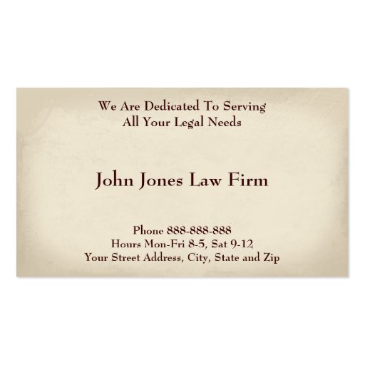 Lawyer Attorney Symbol Legal Business Card (back side)