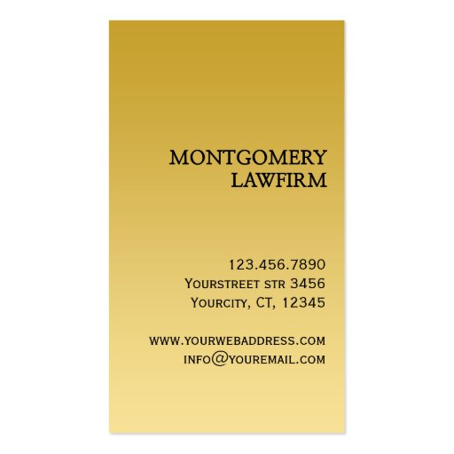Lawyer business card design Black and gold (back side)
