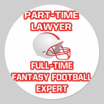 Lawyer .. Fantasy Football Expert Round Sticker