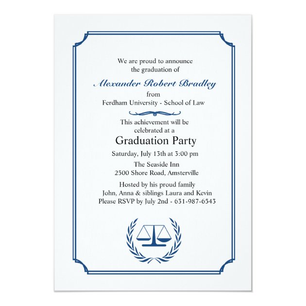 Lawyers Corner Graduation Invitation (front side)