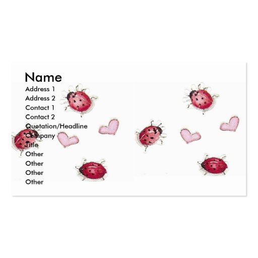 Laybugs & Hearts Business Card (front side)