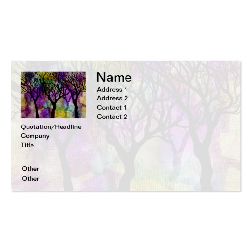 Layers of Trees on Mica Background Business Card (front side)
