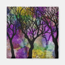 Layers of Trees on Mica Background Fridge Magnets