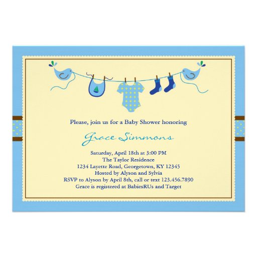 Layette Clothing Line Baby Shower Invitation