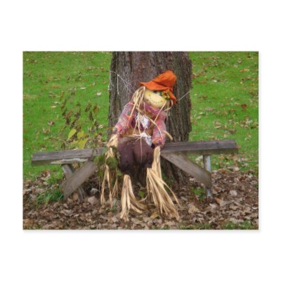 "Laying Down On The Job" Scarecrow Postcard by Victoreeah