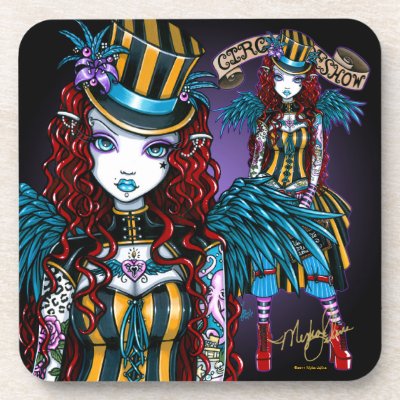 Layla Steampunk Circus Tattoo Sideshow Coasters by mykajelina