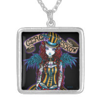 circus, sideshow, fairy, angel, tattoo, carney, faerie, faery, top, hat, fantasy, steampunk, wings, art, myka, jelina, gothic, goth, Necklace with custom graphic design