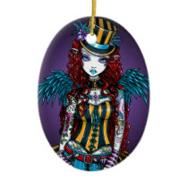 circus, angel, fantasy, corset, sideshow, carney, steampunk, faery, fairy, faerie, fairies, art, myka, jelina, layla, Ornament with custom graphic design
