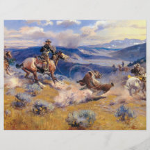 Lazos y Horses rápido (1916) de Charles M. Russell Tarjetón