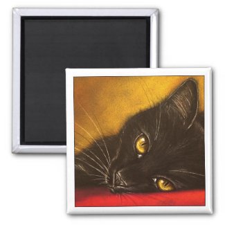 Lazy Black Cat - Magnet