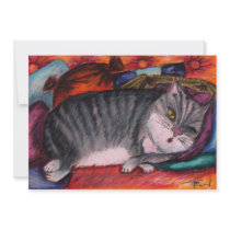 Lazy cat custom invitations