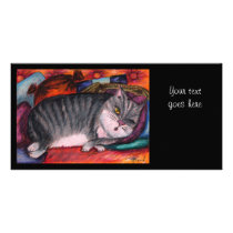 Lazy cat customized photo card