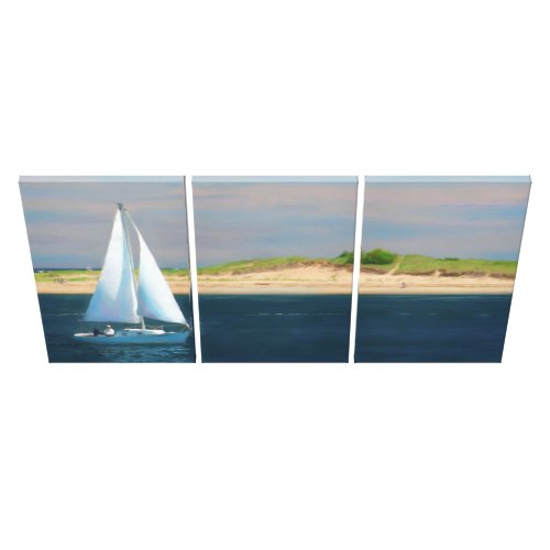 Lazy Day Sail Triptych Canvas Giclee Print wrappedcanvas