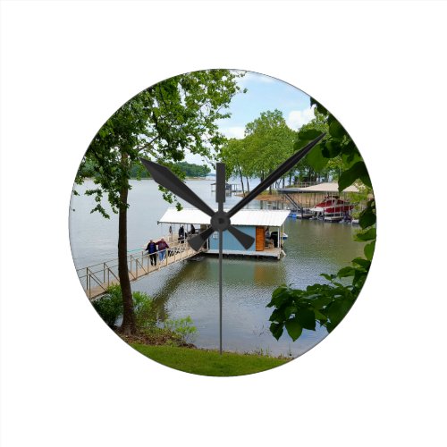 Lazy Days of Summer Path to Boat House Round Clock Lazy Days of Summer Path to Boat House Round Clock