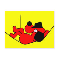 Lazy Dog - red postcards