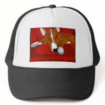 Lazy English Bull Terrier Dog Breed Illustration hats