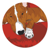 Lazy English Bull Terrier Dog Breed Illustration Round Sticker