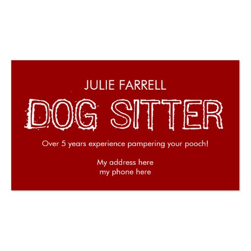 Lazy English Bull Terrier Pet Sitter Business Card Template (back side)